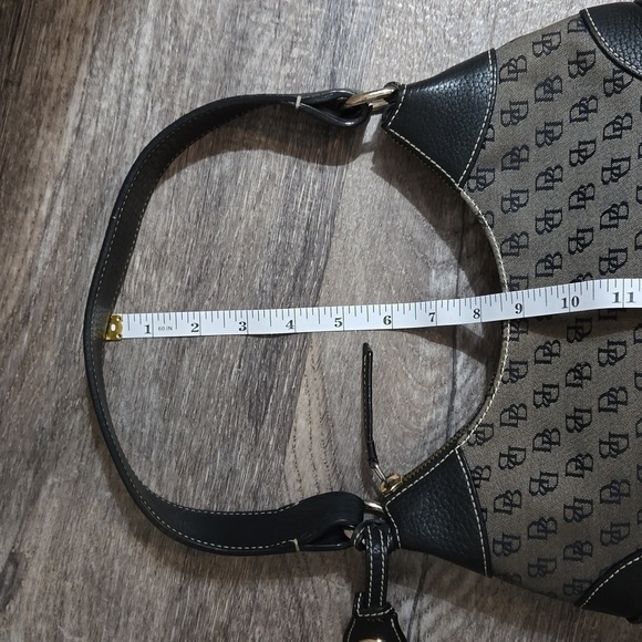 Vintage Dooney & Bourke Monogram Logo Hobo Shoulder Hand Bag Black Grey - Picture 11 of 13